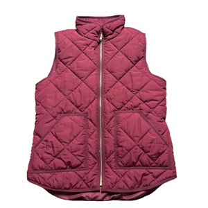 J.Crew Mercantile Womens Maroon Quilted Puffer Vest Size S Sleeveless